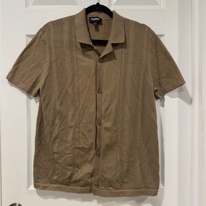 Express Tan Knit Button-Up Shirt